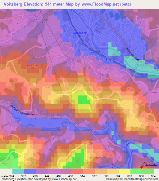 Voitsberg,Austria Elevation Map