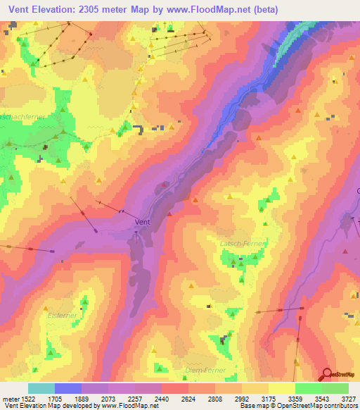 Vent,Austria Elevation Map