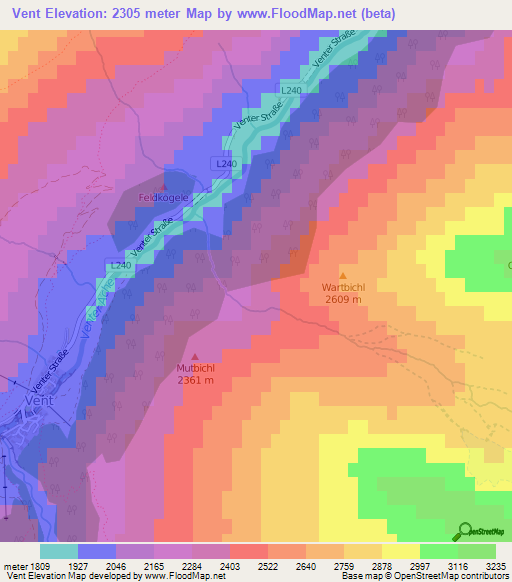 Vent,Austria Elevation Map