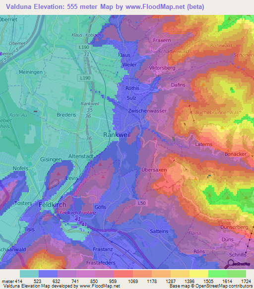 Valduna,Austria Elevation Map