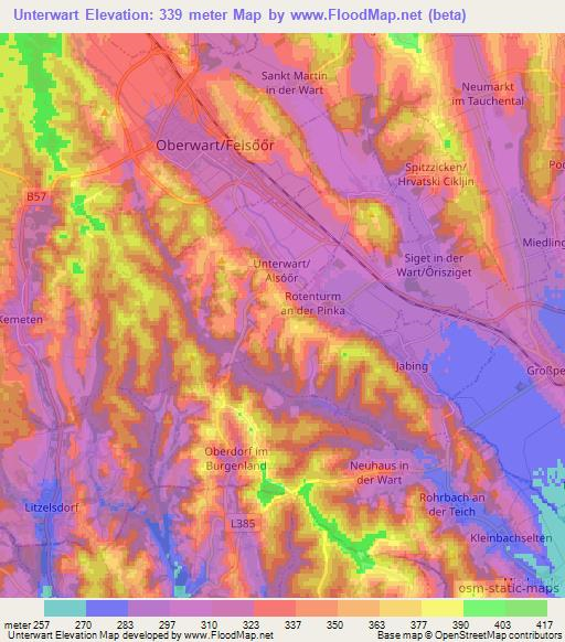 Unterwart,Austria Elevation Map