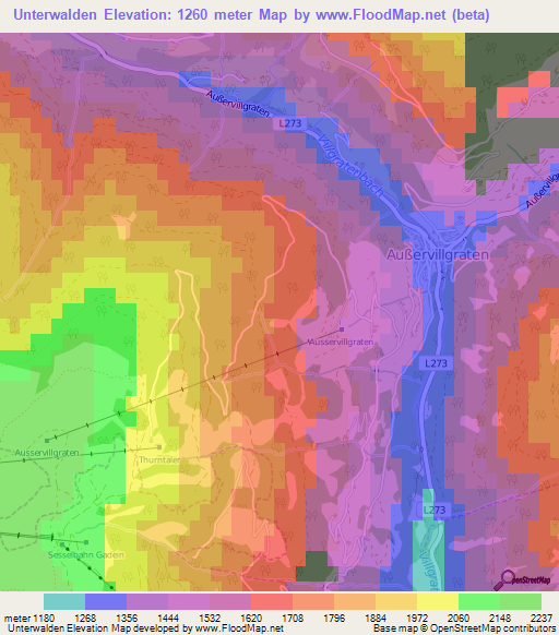 Unterwalden,Austria Elevation Map