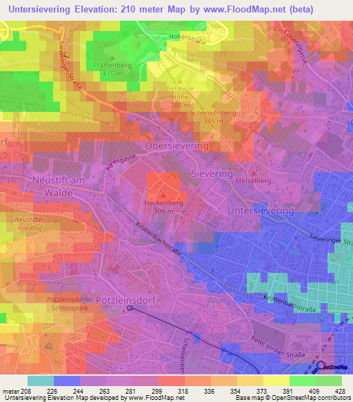 Untersievering,Austria Elevation Map