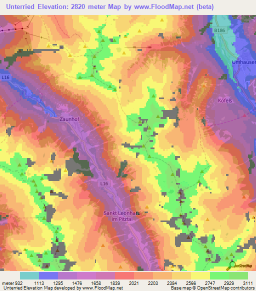 Unterried,Austria Elevation Map