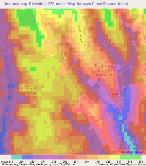 Unterneuberg,Austria Elevation Map