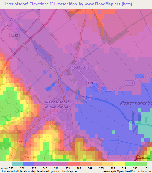 Unterloisdorf,Austria Elevation Map