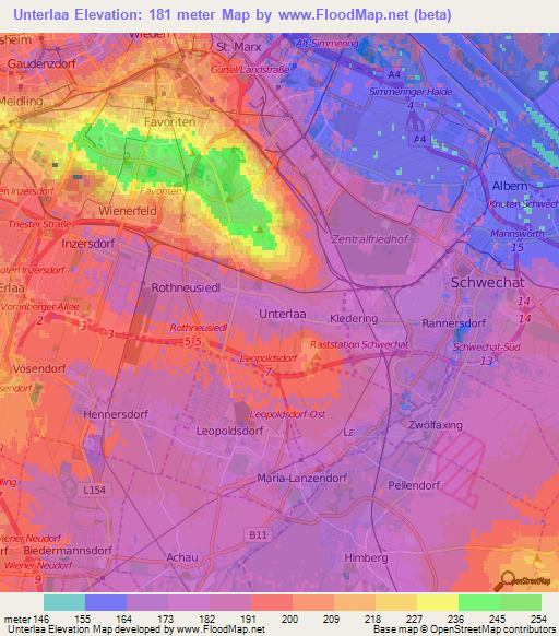 Unterlaa,Austria Elevation Map