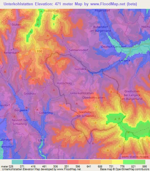 Unterkohlstatten,Austria Elevation Map