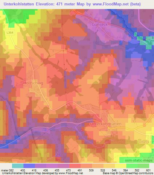 Unterkohlstatten,Austria Elevation Map