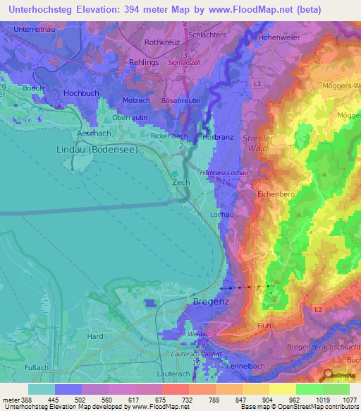 Unterhochsteg,Austria Elevation Map