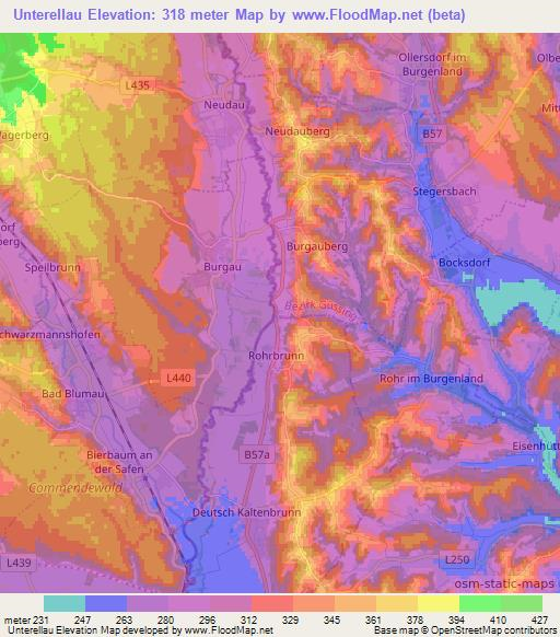 Unterellau,Austria Elevation Map