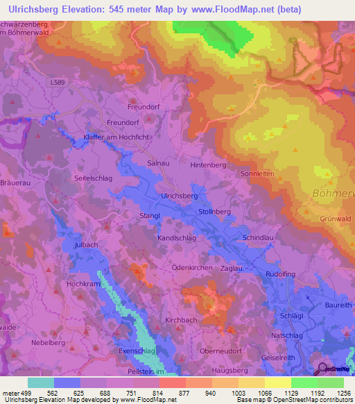 Ulrichsberg,Austria Elevation Map