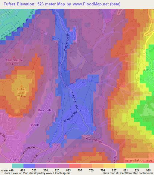 Tufers,Austria Elevation Map