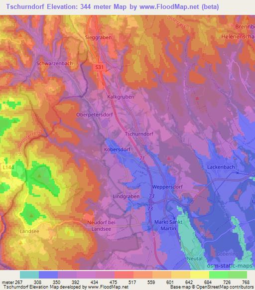 Tschurndorf,Austria Elevation Map
