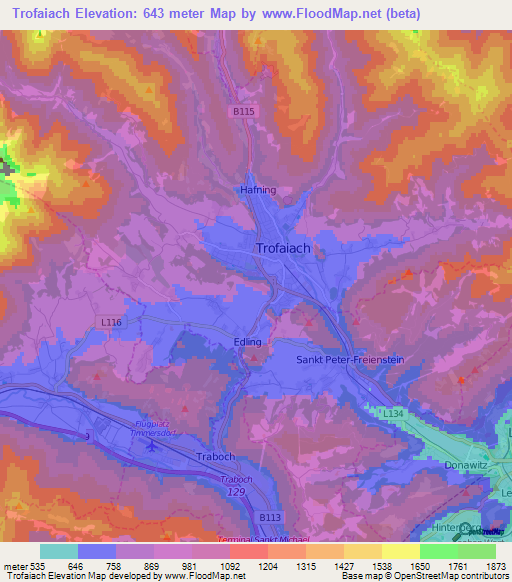 Trofaiach,Austria Elevation Map