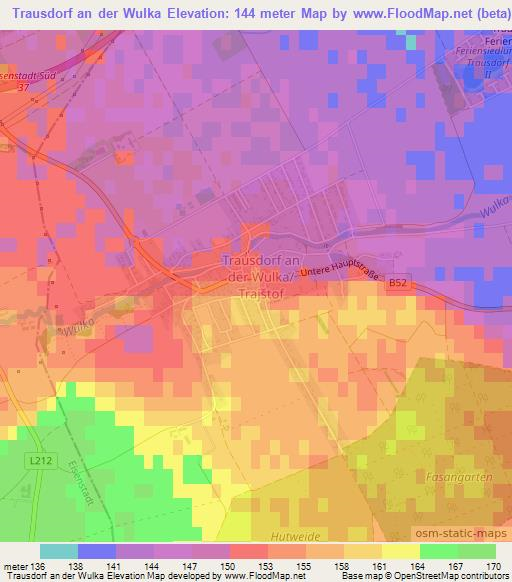 Trausdorf an der Wulka,Austria Elevation Map