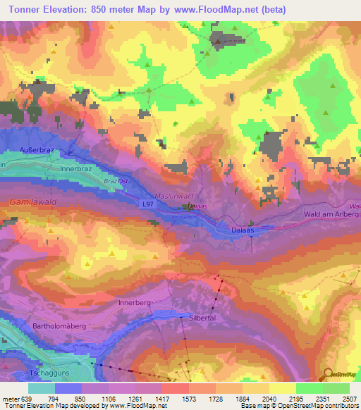 Tonner,Austria Elevation Map