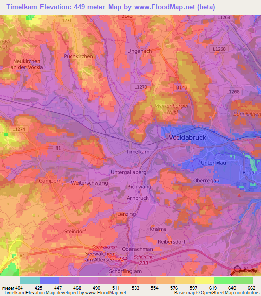 Timelkam,Austria Elevation Map