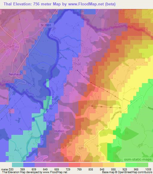 Thal,Austria Elevation Map