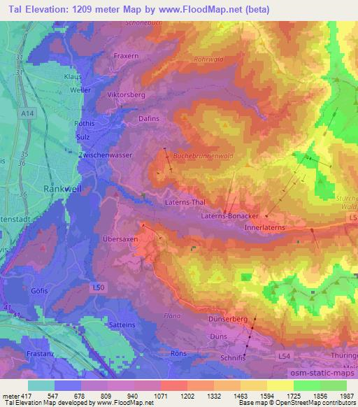 Tal,Austria Elevation Map
