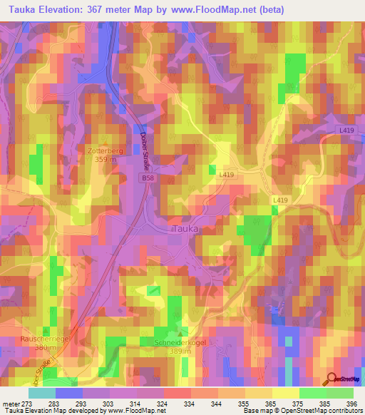 Tauka,Austria Elevation Map