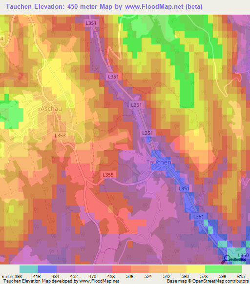 Tauchen,Austria Elevation Map