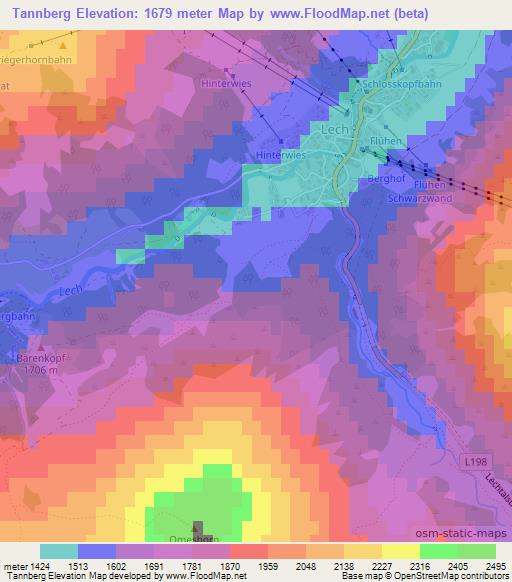 Tannberg,Austria Elevation Map