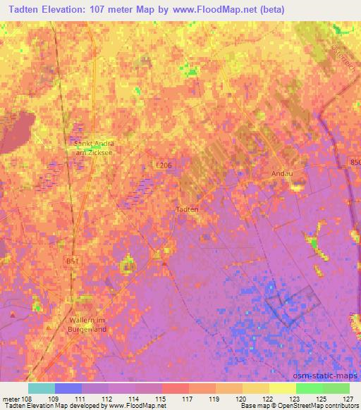 Tadten,Austria Elevation Map