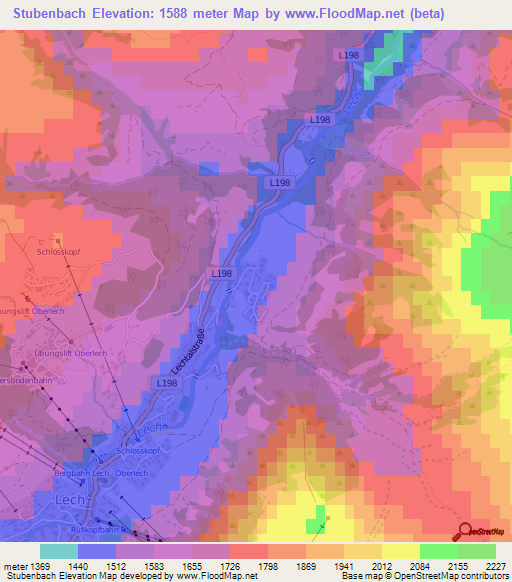 Stubenbach,Austria Elevation Map