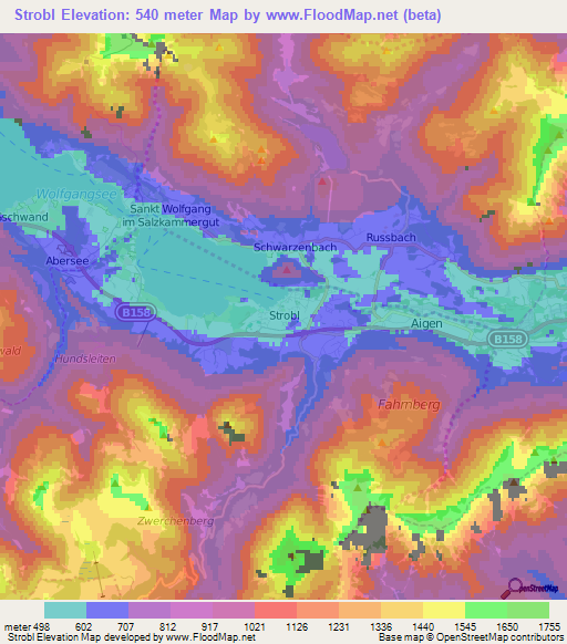 Strobl,Austria Elevation Map