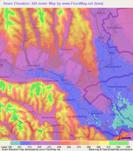 Strem,Austria Elevation Map