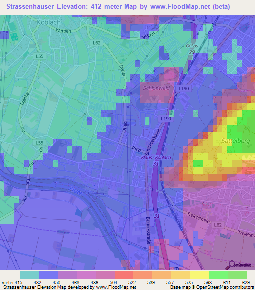 Strassenhauser,Austria Elevation Map