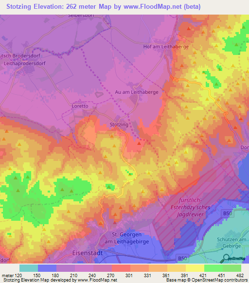 Stotzing,Austria Elevation Map