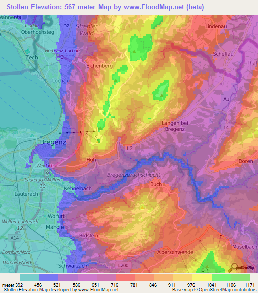 Stollen,Austria Elevation Map
