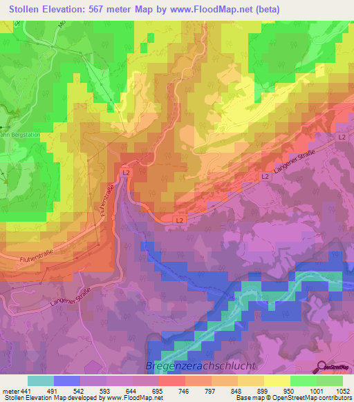 Stollen,Austria Elevation Map