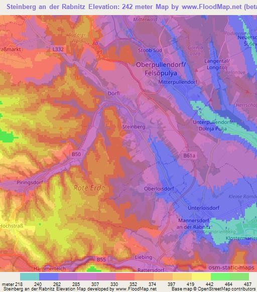 Steinberg an der Rabnitz,Austria Elevation Map