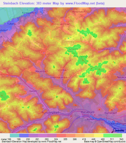 Steinbach,Austria Elevation Map
