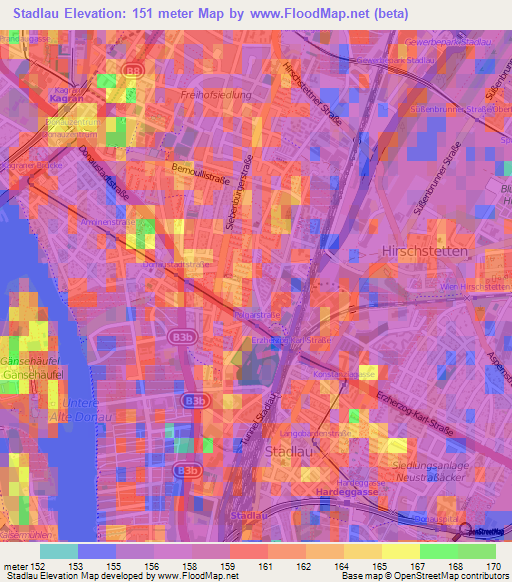 Stadlau,Austria Elevation Map