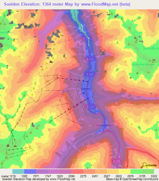 Soelden,Austria Elevation Map