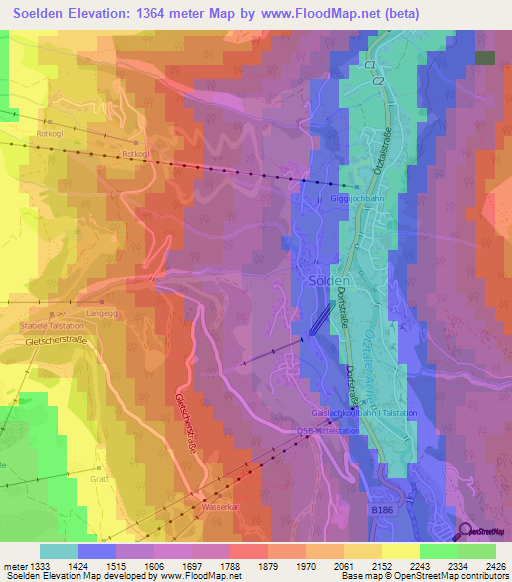 Soelden,Austria Elevation Map