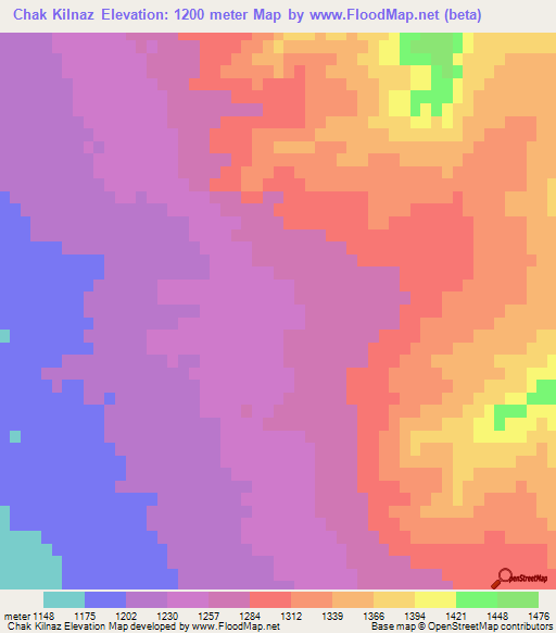 Chak Kilnaz,Iran Elevation Map