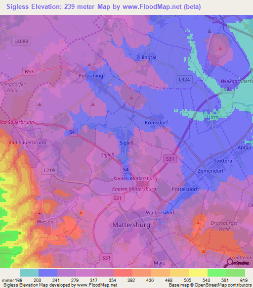 Sigless,Austria Elevation Map