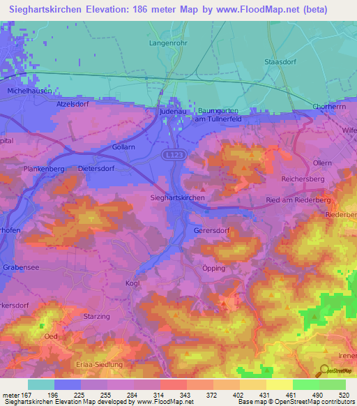 Sieghartskirchen,Austria Elevation Map