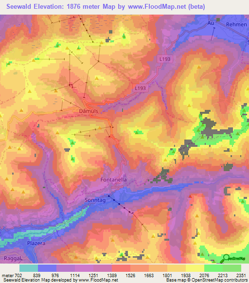 Seewald,Austria Elevation Map