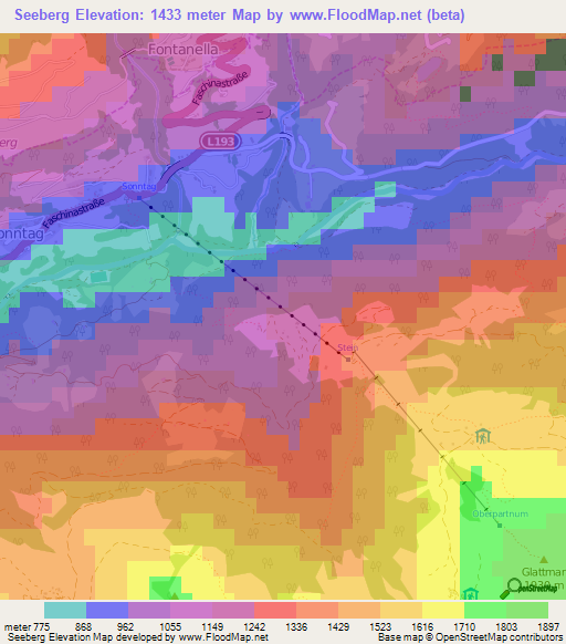 Seeberg,Austria Elevation Map