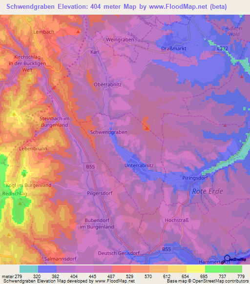 Schwendgraben,Austria Elevation Map