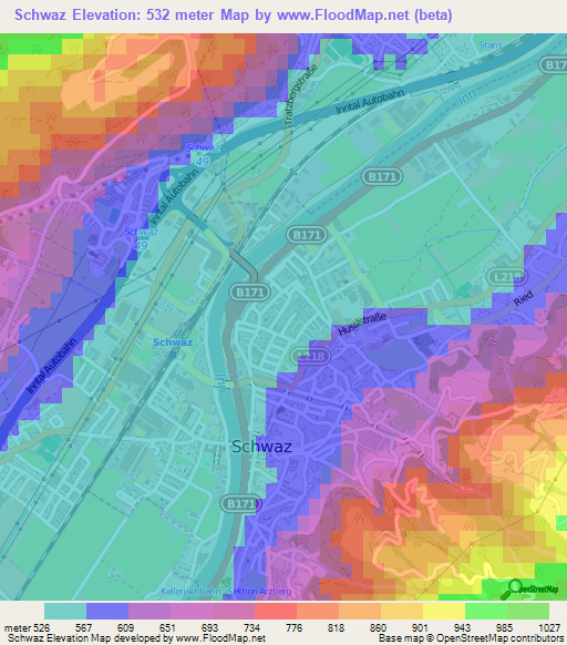 Schwaz,Austria Elevation Map