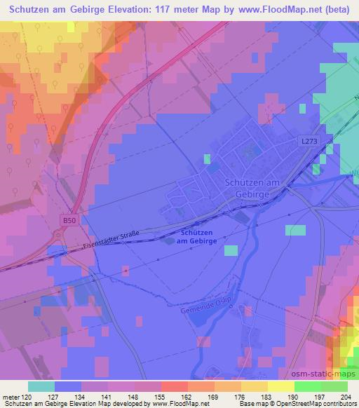 Schutzen am Gebirge,Austria Elevation Map