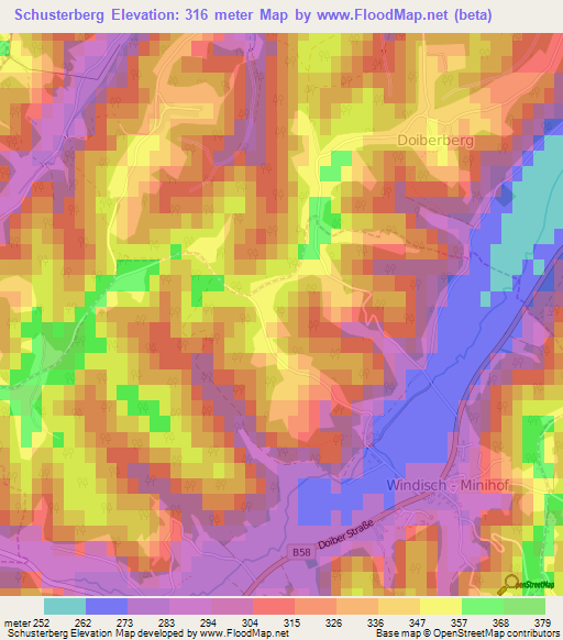 Schusterberg,Austria Elevation Map