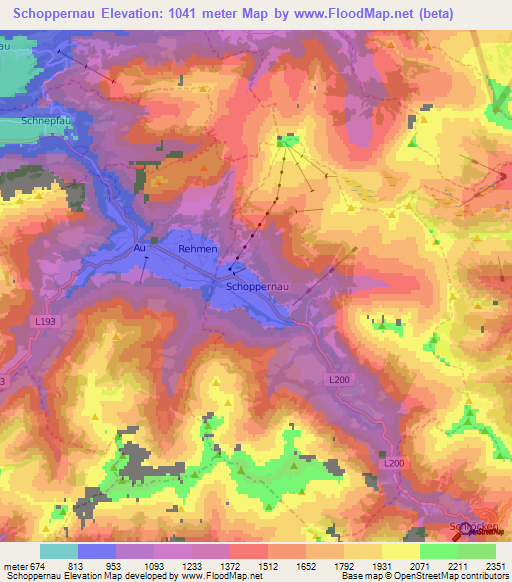 Schoppernau,Austria Elevation Map